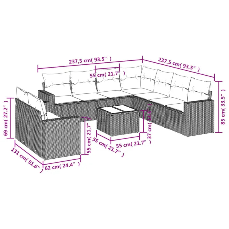 Modulaire tuinbank Loungeset met waterdichte tas en beige gepoedercoat staal - Modulaire tuinbanken