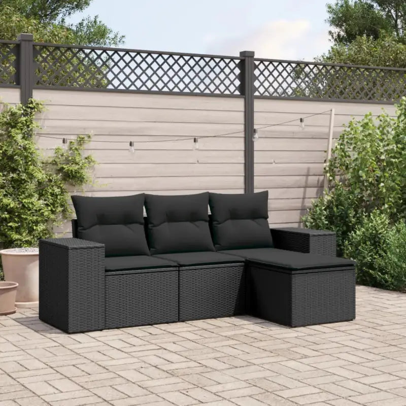 Modulaire tuinbank met beige materiaal en gepoedercoat staal afmetingen - Zwart / 1 / Zonder tafel - Modulaire