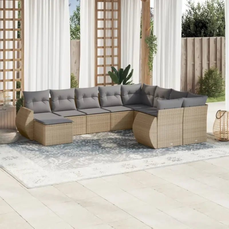 Modulaire tuinbank met beige materiaal en gepoedercoat staal afmetingen - Beige en grijs / 1 - Modulaire tuinbanken