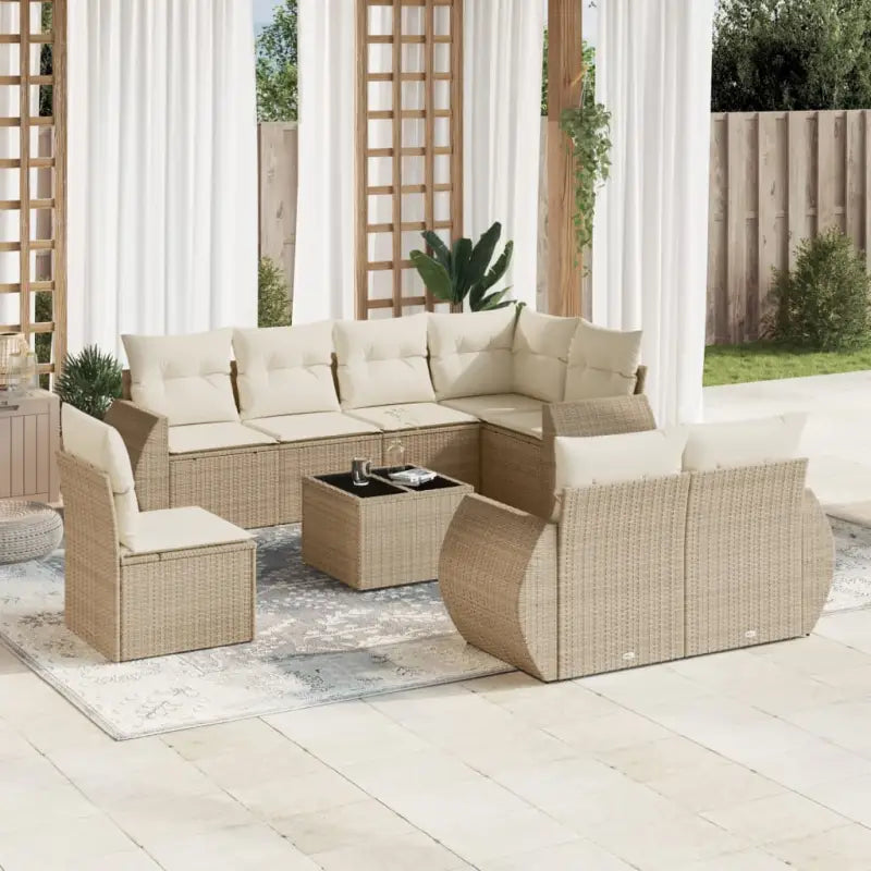 Modulaire tuinbank met beige materiaal en gepoedercoat staal afmetingen - beige en crèmekleurig / 1 / Met tafel