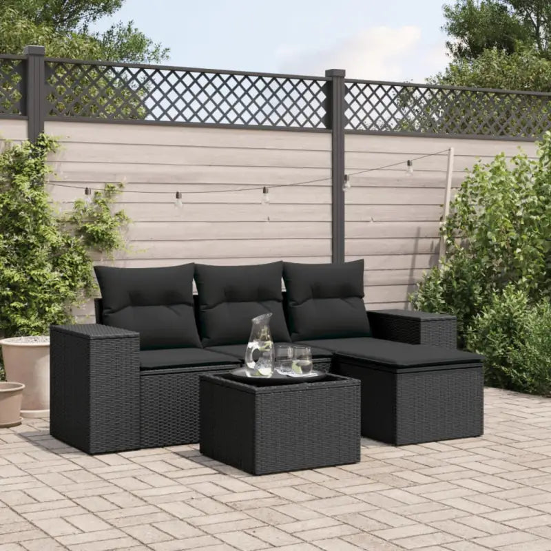 Modulaire tuinbank met beige materiaal en gepoedercoat staal afmetingen - Zwart / 1 / Met tafel - Modulaire tuinbanken