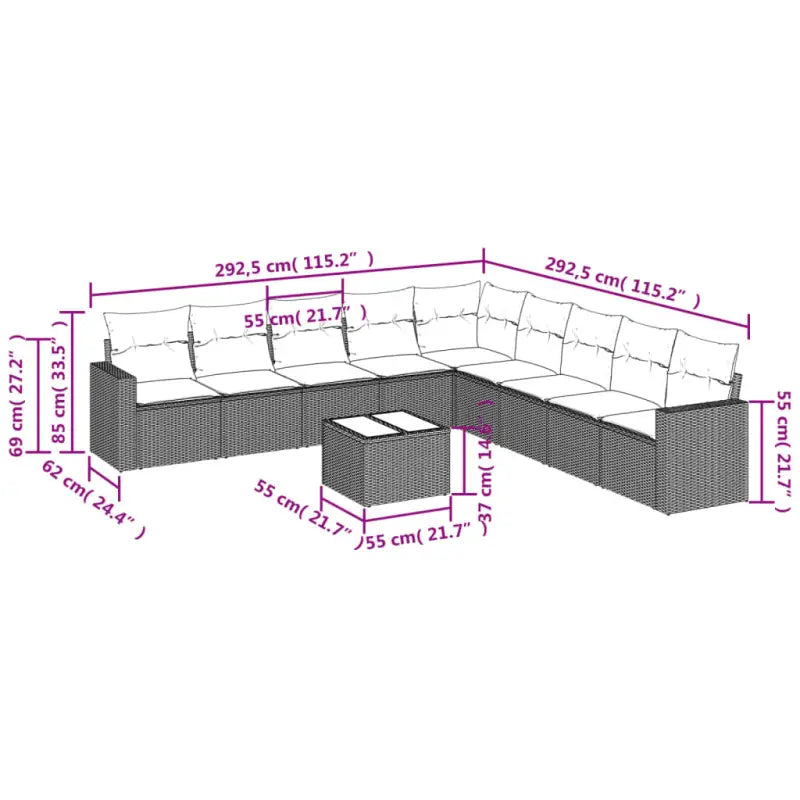 Modulaire tuinbank met beige materiaal en gepoedercoat staal afmetingen - Modulaire tuinbanken