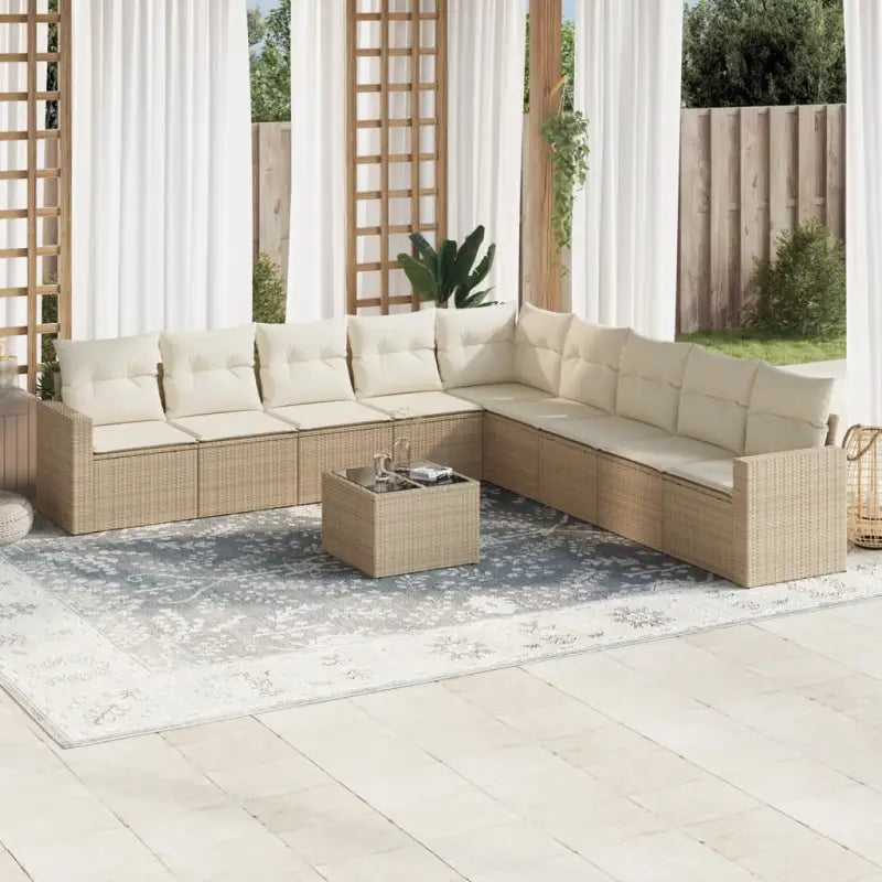 Modulaire tuinbank met beige materiaal en gepoedercoat staal afmetingen - beige en crèmekleurig / 1 / Met tafel