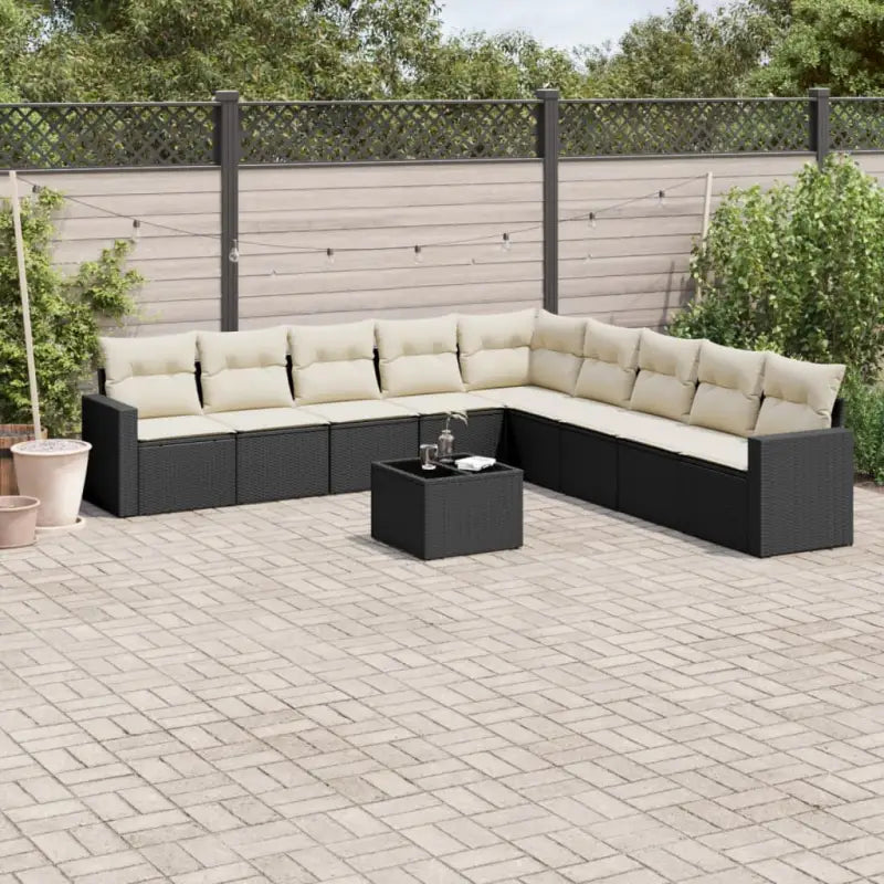 Modulaire tuinbank met beige materiaal en gepoedercoat staal afmetingen - Zwart en crème / 1 / Met tafel - Modulaire
