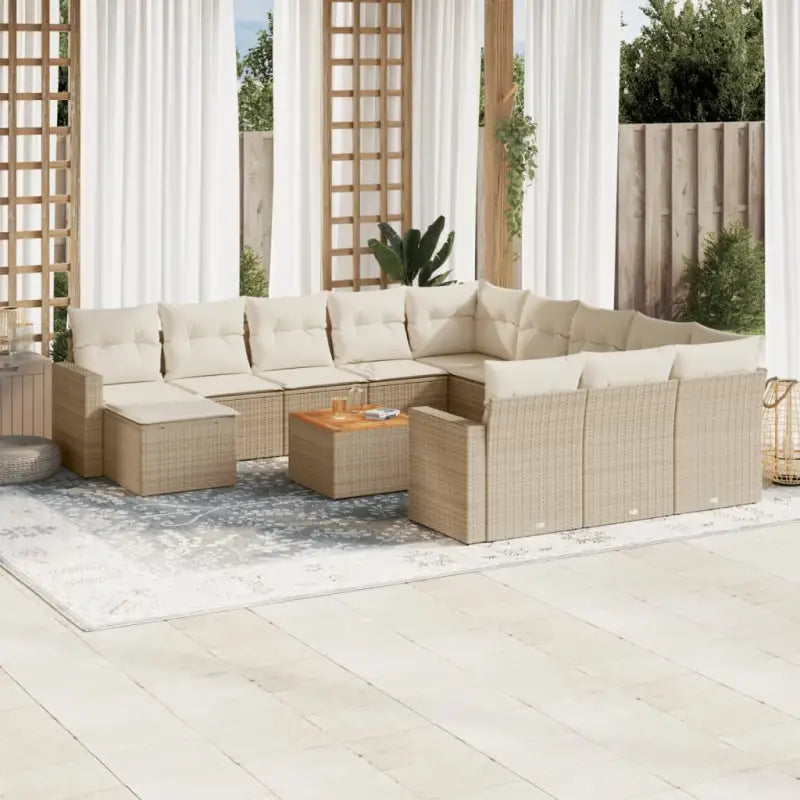 Modulaire tuinbank met beige materiaal en gepoedercoat staal afmetingen - beige en crèmekleurig / 13 - Modulaire