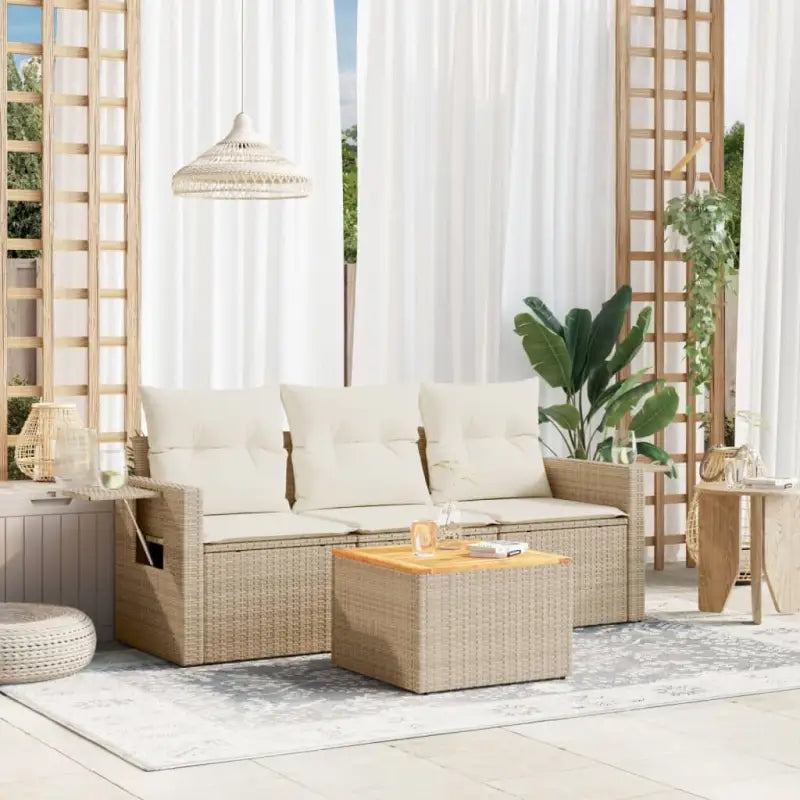 Modulaire tuinbank met beige materiaal en gepoedercoat staal afmetingen - beige en crèmekleurig / 1 - Modulaire