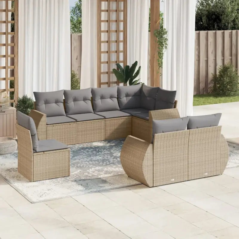 Modulaire tuinbank met beige materiaal en gepoedercoat staal afmetingen - Beige en grijs / 1 / Zonder tafel - Modulaire