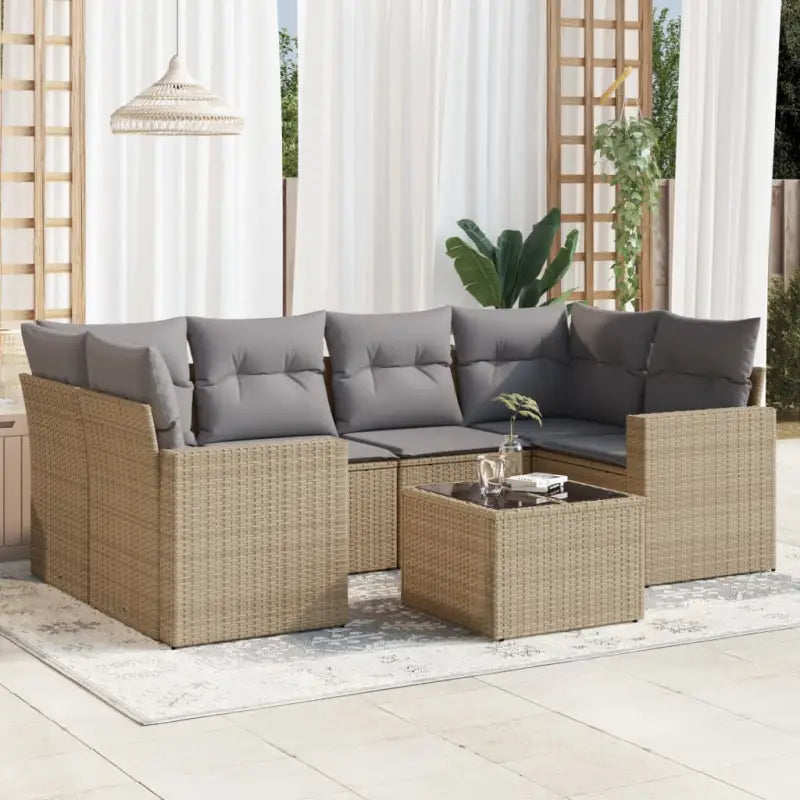 Modulaire tuinbank met beige materiaal en gepoedercoat staal afmetingen - Beige en grijs / 1 - Modulaire tuinbanken