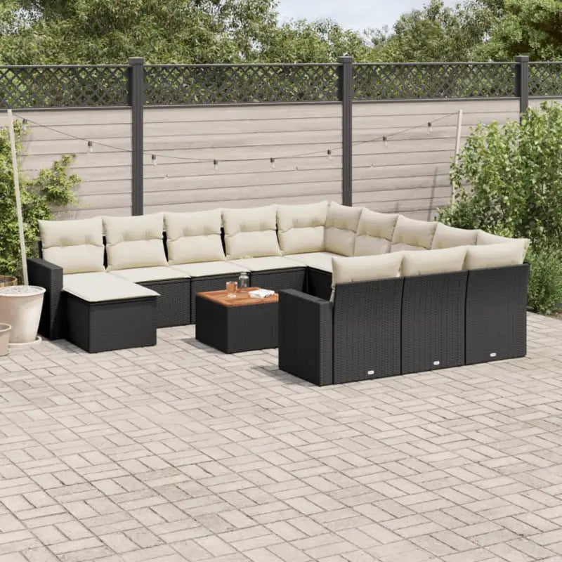 Modulaire tuinbank met beige materiaal en gepoedercoat staal afmetingen - Zwart en crème / 13 - Modulaire tuinbanken