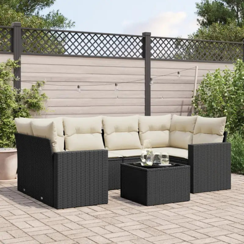 Modulaire tuinbank met beige materiaal en gepoedercoat staal afmetingen - Zwart en crème / 1 - Modulaire tuinbanken