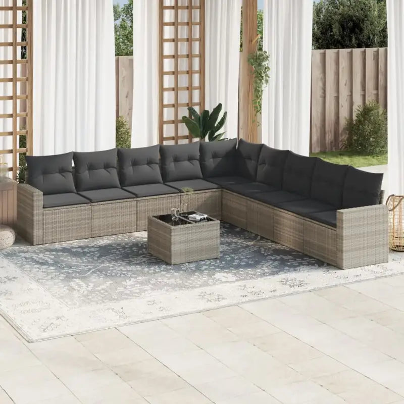 Modulaire tuinbank met beige materiaal en gepoedercoat staal afmetingen - Lichtgrijs / 1 / Met tafel - Modulaire