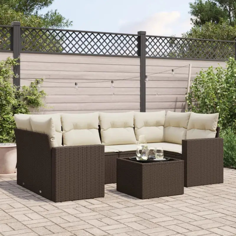 Modulaire tuinbank met beige materiaal en gepoedercoat staal afmetingen - Bruin en crème / 1 - Modulaire tuinbanken