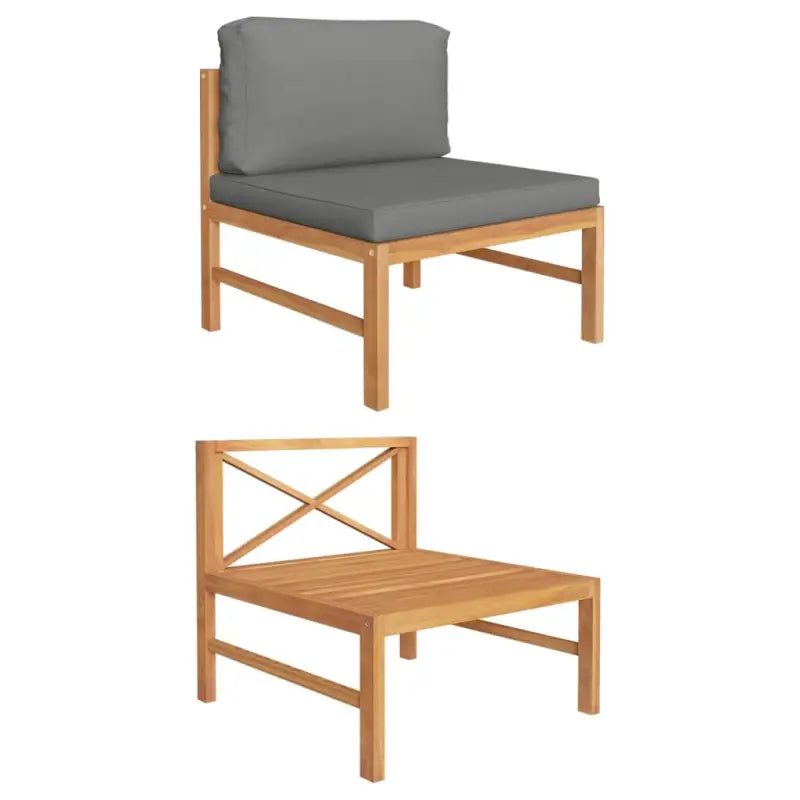 Modulaire tuinbank met fijn geschuurd hout en comfortabele kussens - Donkergrijs / 1 / Middenbank - Modulaire tuinbanken