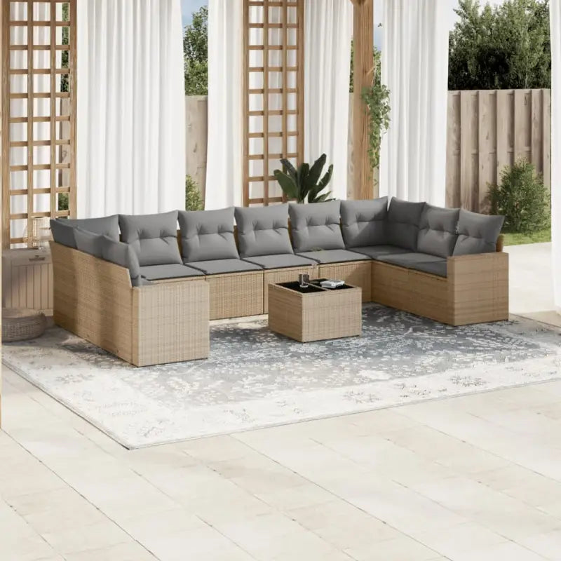 Modulaire tuinbank met gepoedercoat staal afmetingen en waterdichte tas - Beige en grijs / 1 / Met tafel - Modulaire