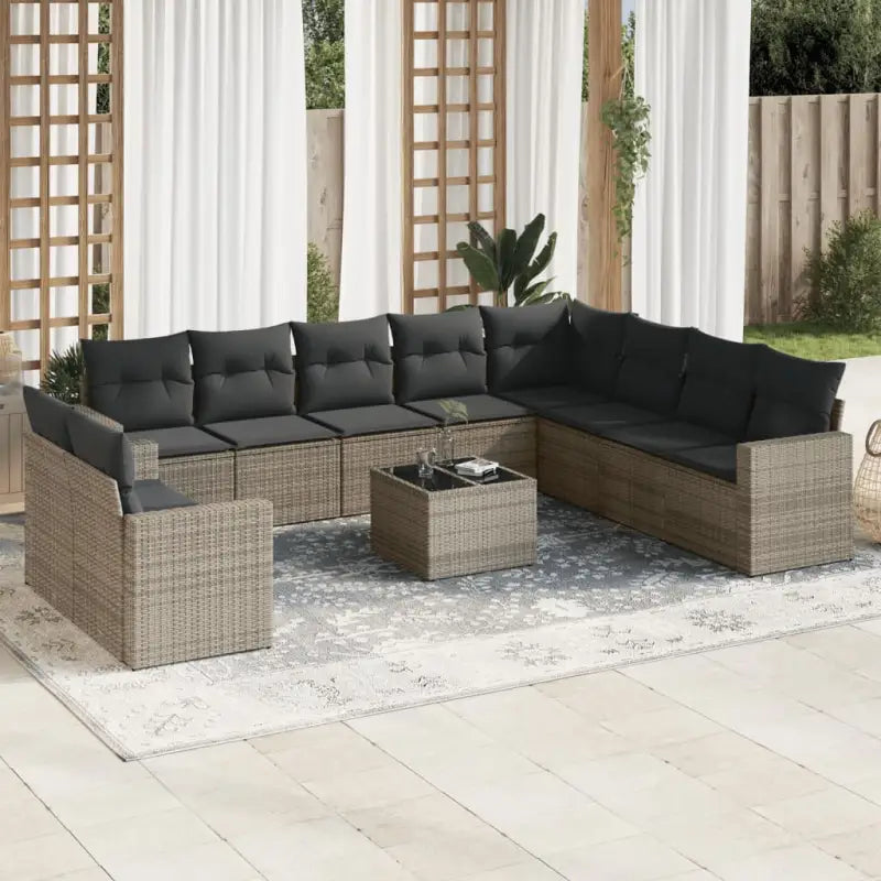 Modulaire tuinbank met gepoedercoat staal en waterdichte tas in beige materiaal - Grijs / 1 / Met tafel - Modulaire