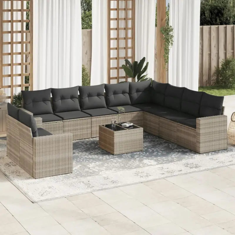 Modulaire tuinbank met gepoedercoat staal en waterdichte tas in beige materiaal - Lichtgrijs / 1 / Met tafel