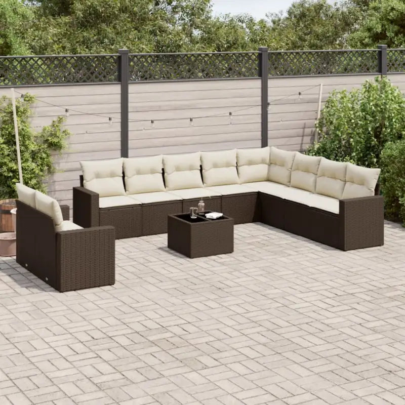 Modulaire tuinbank met gepoedercoat staal en waterdichte tas in beige materiaal - Bruin en crème / 1 / Met tafel