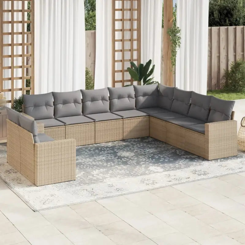 Modulaire tuinbank met gepoedercoat staal en waterdichte tas in beige materiaal - Beige en grijs / 1 / Zonder tafel