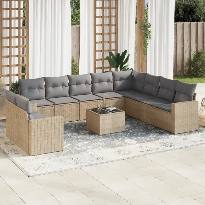 Modulaire tuinbank met gepoedercoat staal en waterdichte tas in beige materiaal - Beige en grijs / 1 / Met tafel