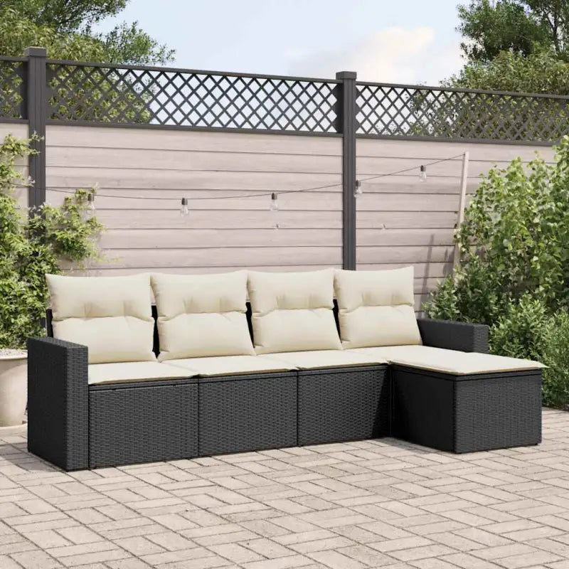 Modulaire tuinbank met grijs materiaal en gepoedercoat staal afmetingen - Zwart en crème / 1 / Zonder tafel - Modulaire