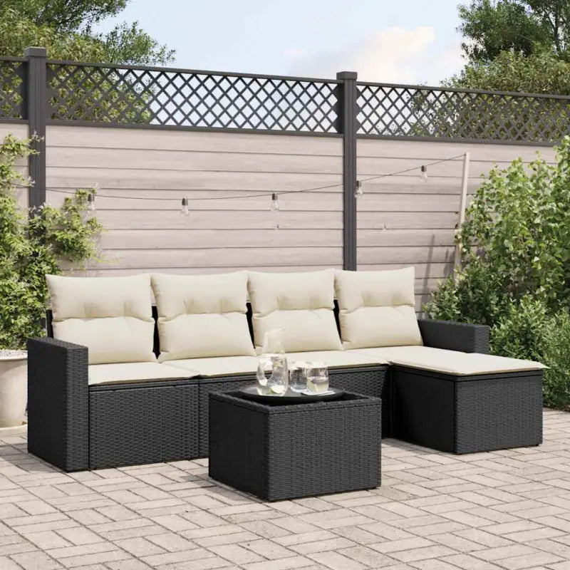 Modulaire tuinbank met grijs materiaal en gepoedercoat staal afmetingen - Zwart en crème / 1 / Met tafel - Modulaire