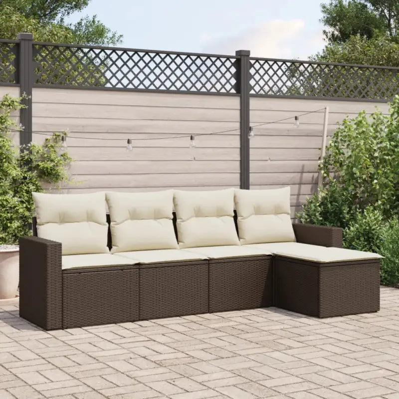 Modulaire tuinbank met grijs materiaal en gepoedercoat staal afmetingen - Bruin en crème / 1 / Zonder tafel - Modulaire