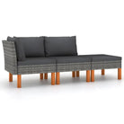 Modulaire tuinbank met PE-rattan en massief eucalyptushout frame - Grijs / 1 / Middenbank + hoekbank + Voetensteun