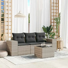 Modulaire tuinbank met poly rattan en comfortabele zitervaring - Lichtgrijs / 1 / Met tafel - Modulaire tuinbanken