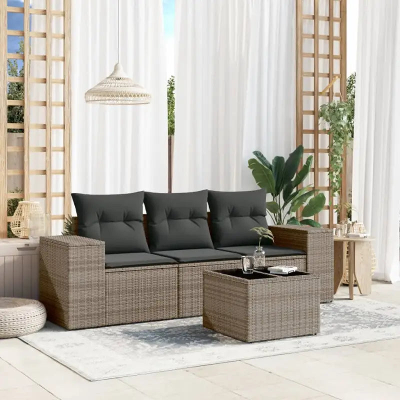 Modulaire tuinbank met poly rattan en comfortabele zitervaring - Grijs / 1 / Met tafel - Modulaire tuinbanken