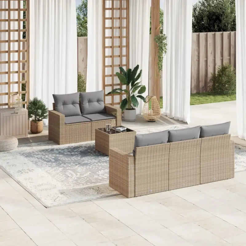 Modulaire tuinbank met waterdichte tas en beige materiaal van gepoedercoat staal - Beige en grijs / 6 - Modulaire