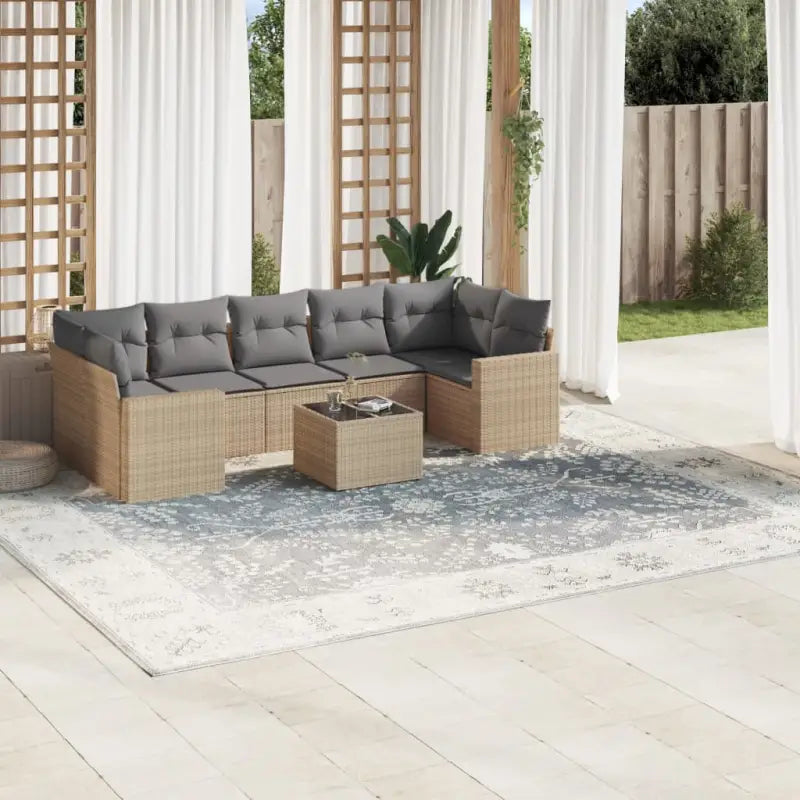 Modulaire tuinbank met waterdichte tas en beige materiaal van gepoedercoat staal - Beige en grijs / 8 - Modulaire