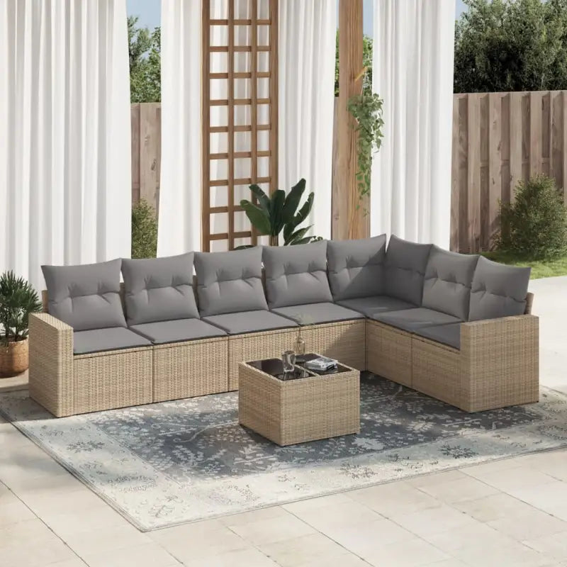 Modulaire tuinbank met waterdichte tas en gepoedercoat staal in beige - Beige en grijs / 1 / Met tafel - Modulaire