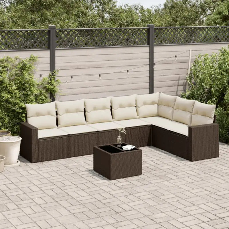 Modulaire tuinbank met waterdichte tas en gepoedercoat staal in beige - Bruin en crème / 1 / Met tafel - Modulaire