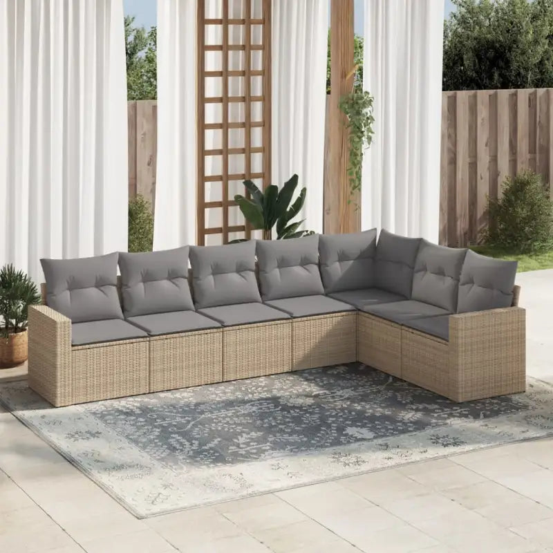 Modulaire tuinbank met waterdichte tas en gepoedercoat staal in beige - Beige en grijs / 1 / Zonder tafel - Modulaire