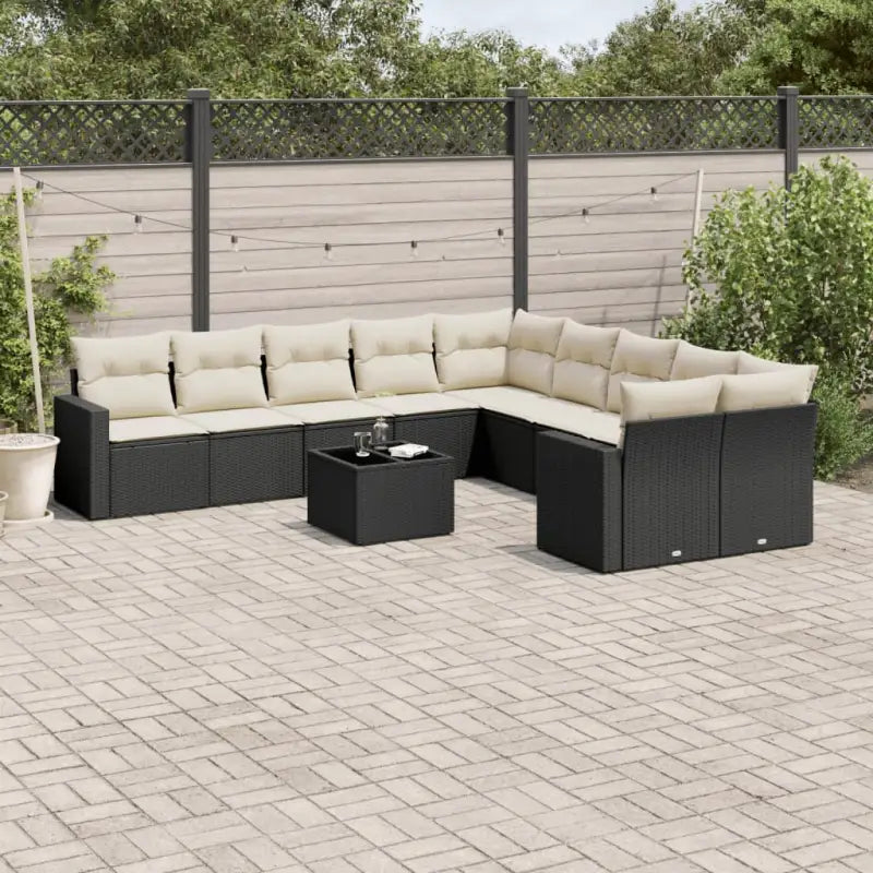 Modulaire tuinbank met waterdichte tas en zwart gepoedercoat staal - Zwart en crème / 1 / Met tafel - Modulaire