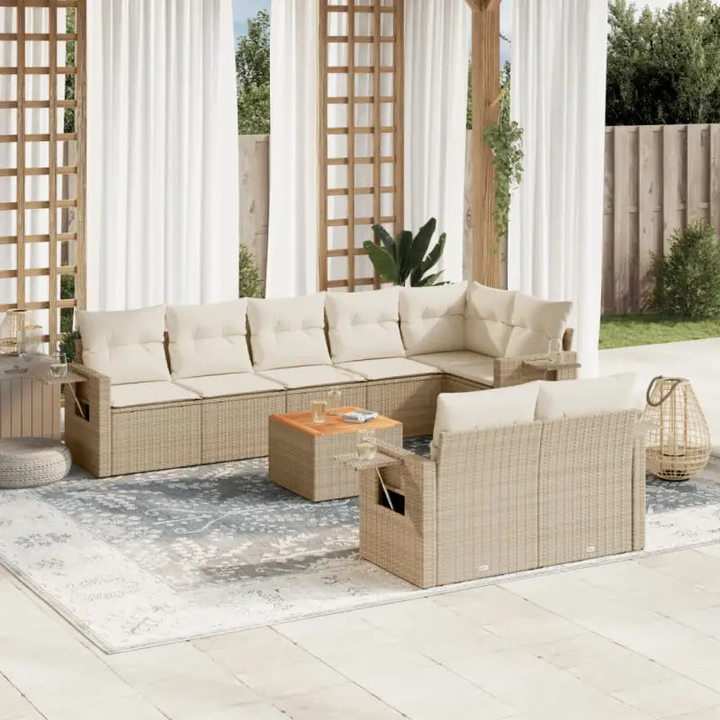 Modulaire tuinbank met zwart materiaal en gepoedercoat staal afmetingen - Beige / 1 / hoek + Tafel + 3x midden