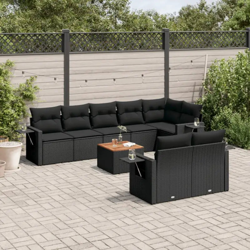 Modulaire tuinbank met zwart materiaal en gepoedercoat staal afmetingen - Zwart / 1 / hoek + Tafel + 3x midden