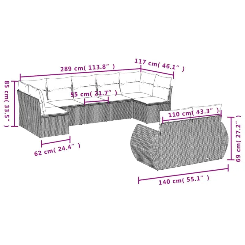 Modulaire tuinbank set met beige materiaal en gepoedercoat staal - Modulaire tuinbanken
