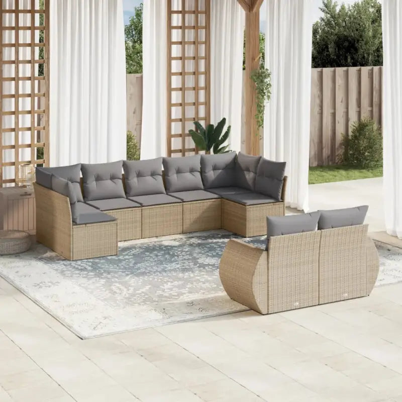 Modulaire tuinbank set met beige materiaal en gepoedercoat staal - Beige en grijs / 1 / Zonder tafel - Modulaire