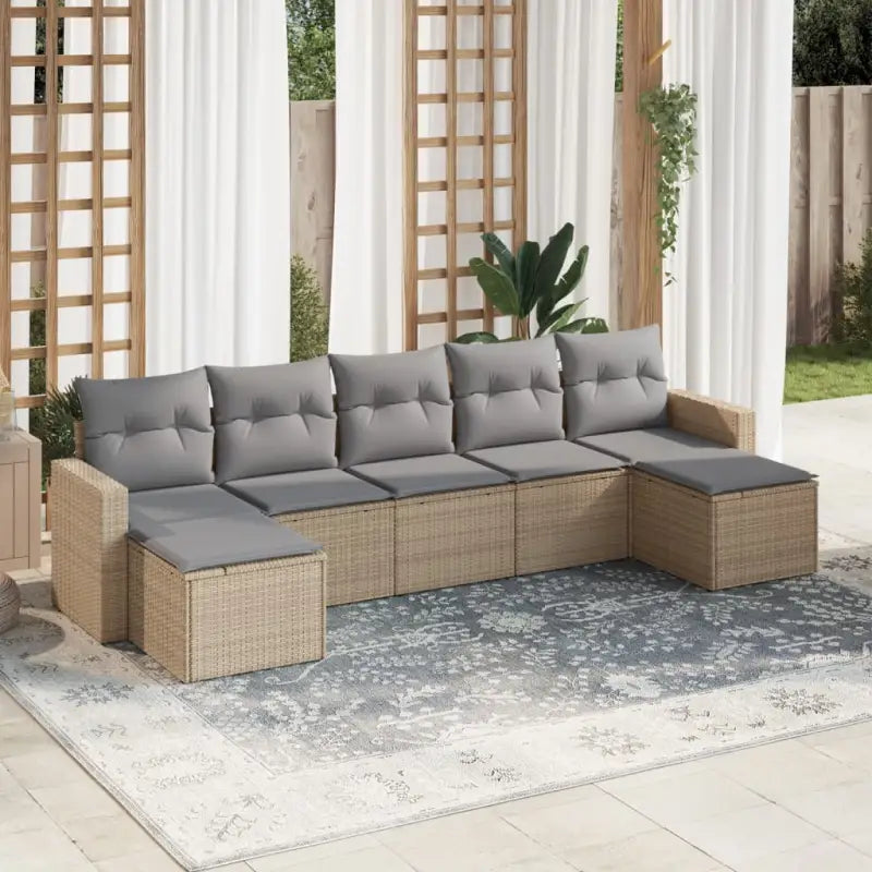 Modulaire tuinbank set met gepoedercoat staal en waterdichte tas - Beige en grijs / 1 / Zonder tafel - Modulaire