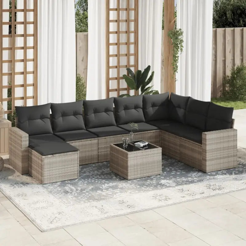 Modulaire tuinbank set met waterdichte tas en beige gepoedercoat staal - Lichtgrijs / 1 / Met tafel - Modulaire