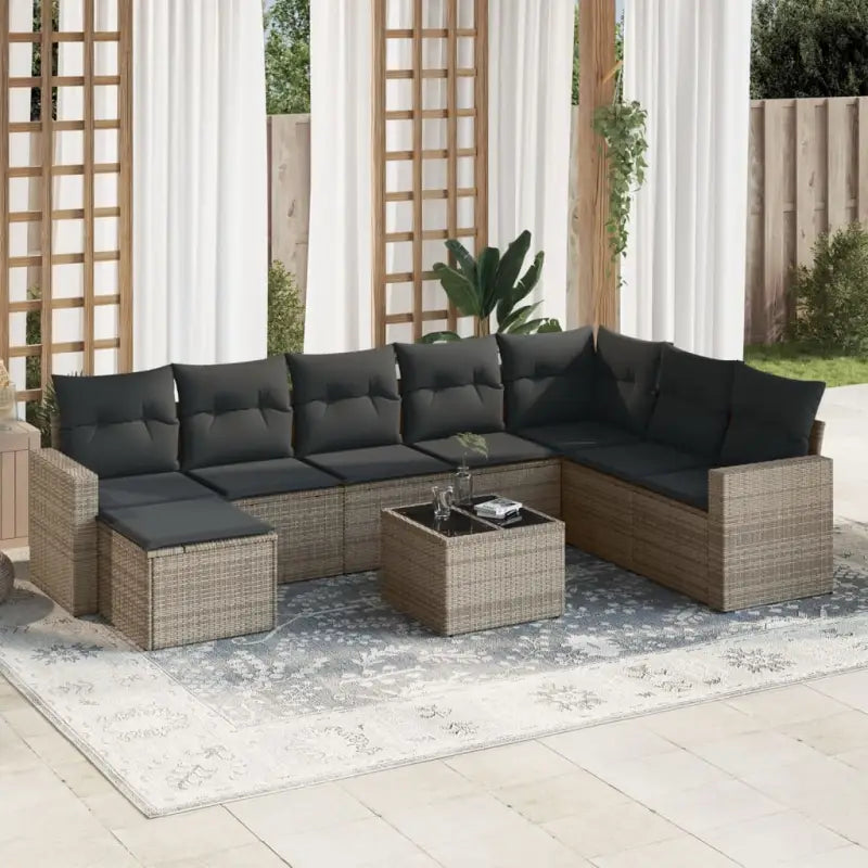 Modulaire tuinbank set met waterdichte tas en beige gepoedercoat staal - Grijs / 1 / Met tafel - Modulaire tuinbanken