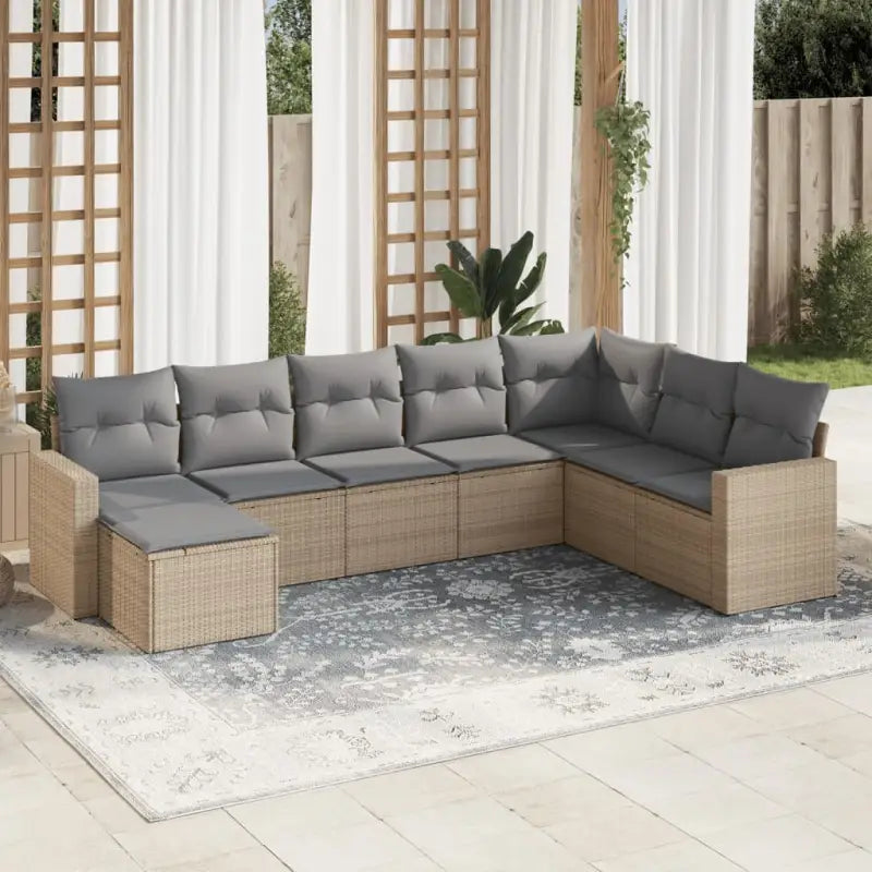 Modulaire tuinbank set met waterdichte tas en beige gepoedercoat staal - Beige en grijs / 1 / Zonder tafel - Modulaire