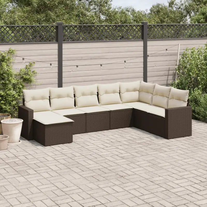 Modulaire tuinbank set met waterdichte tas en beige gepoedercoat staal - Bruin en crème / 1 / Zonder tafel - Modulaire