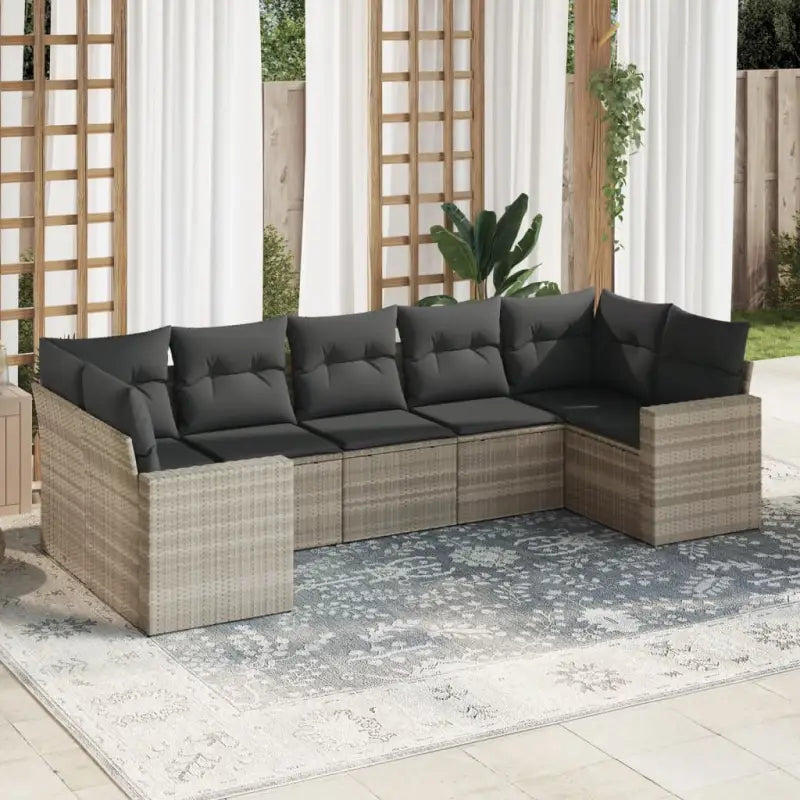 Modulaire tuinbank set met waterdichte tas en beige materiaal - Lichtgrijs / 7 - Modulaire tuinbanken