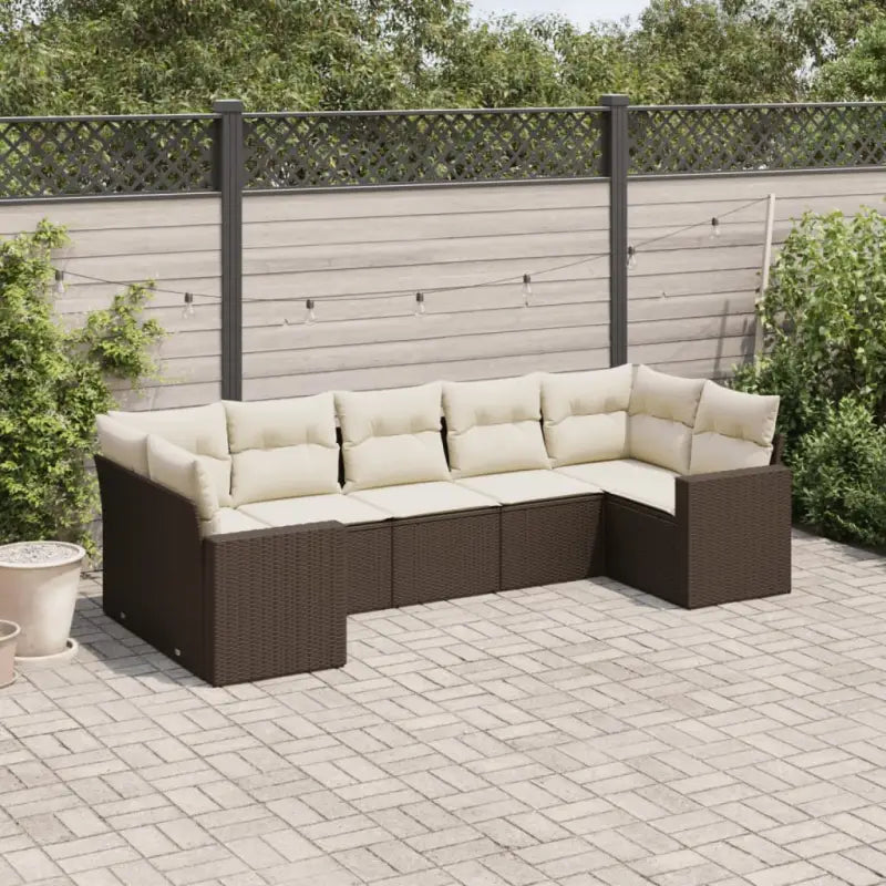 Modulaire tuinbank set met waterdichte tas en beige materiaal - Bruin en crème / 7 - Modulaire tuinbanken