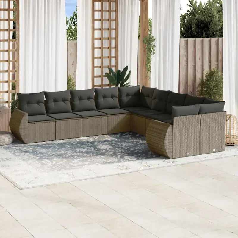 Modulaire tuinbank set met zwart gepoedercoat staal voor buitenplezier - Lichtgrijs / 1 / Zonder tafel - Modulaire