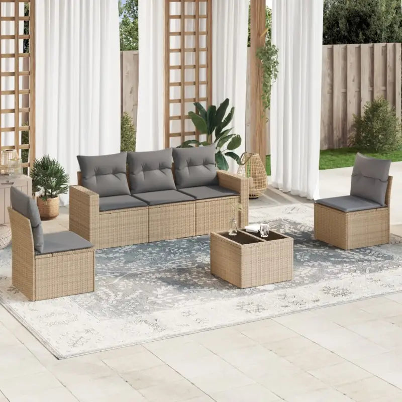 Modulaire tuinbank set met zwart gepoedercoat staal en waterdichte tas - Beige en grijs / 1 / Met tafel - Modulaire