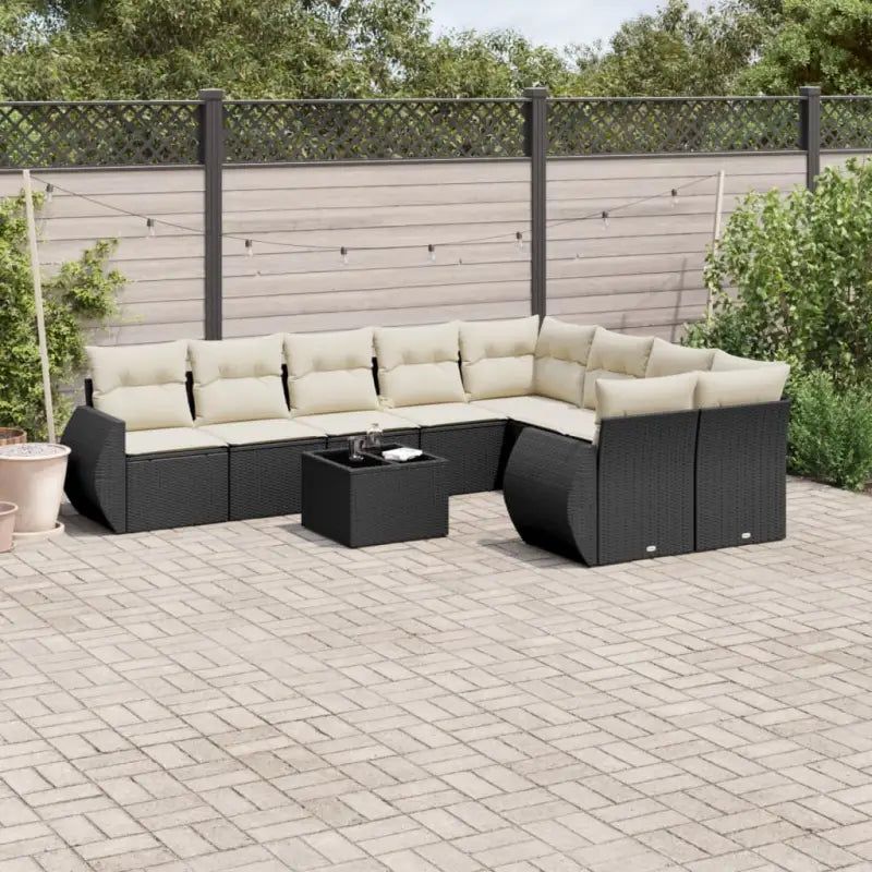 Modulaire tuinbank set met zwart materiaal en gepoedercoat staal - Zwart en crème / 1 / Met tafel - Modulaire tuinbanken