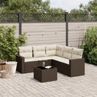 Modulaire tuinbank van beige materiaal en gepoedercoat staal - Bruin en crème / 1 / Met tafel - Modulaire tuinbanken